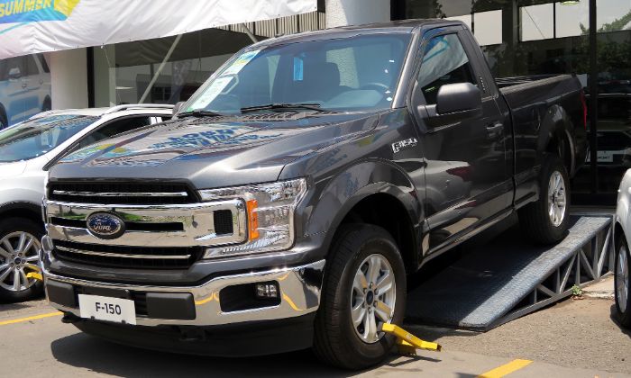 2019 Ford F150 pickup truck - front top view