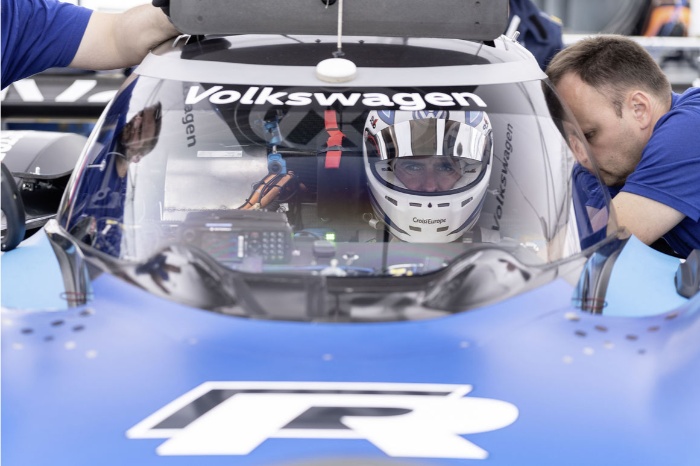 Romain Dumas inside the Volkswagen ID.R