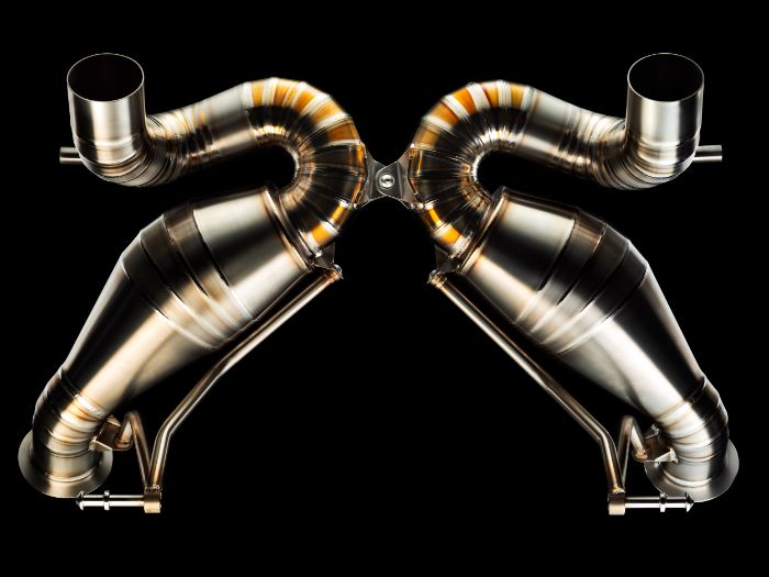 All titanium handcrafted exhaust for Lamborghini SVJ