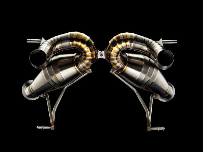 All titanium handcrafted exhaust for Lamborghini SVJ