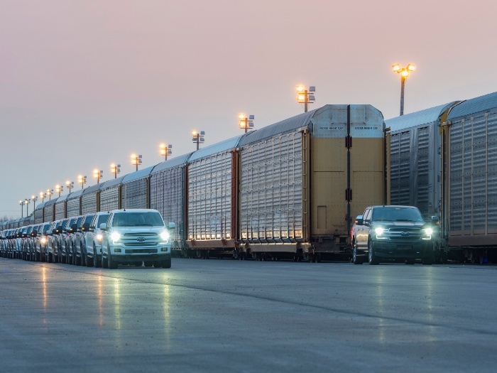 All Electric F-150 Prototype pulling train