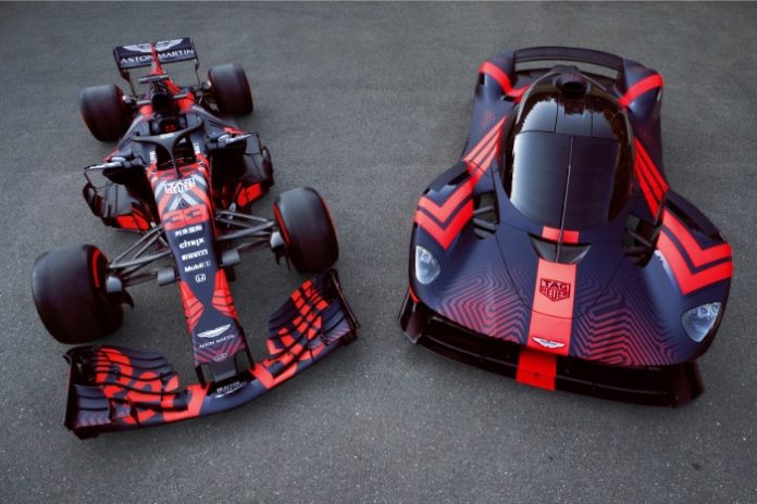 Aston Martin Valkyrie and Red Bull Racing RB14 at Silverstone 2019