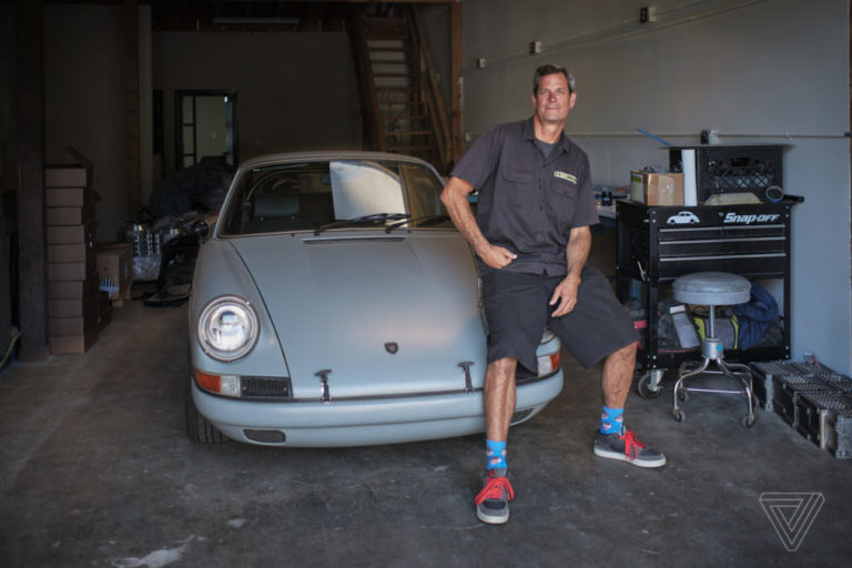 eco-friendly Tesla, Inc. helps modify a vintage Porsche